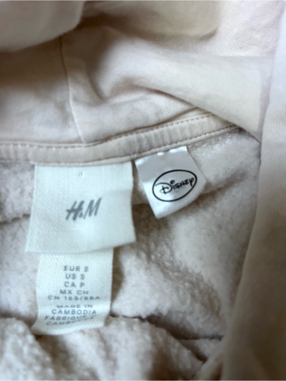 H&M x Disney Mickey Mouse Hoodie Cream Off-White Graphic Sweatshirt Size S Small - Picture 11 of 12